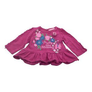 Duck Duck Goose Baby Girl 0-3M Pink Peplum Top W/ Floral & Butterfly Print